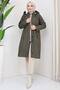 Fur Coat with Ornamental Pockets Khaki HM2322