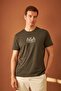 Comfort Fit Printed Men's Khaki T-Shirt Mars14 - 5