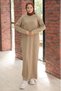 Ribbed Half-Zip Knitwear Dress Mink Hm2520 - 6