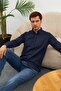 Easy-Iron Oxford Men's Navy Blue Slim Fit Shirt Mars36 - 4
