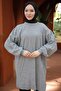 Balon Sleeve Knitwear Tunic Gray Hm2519 - 5