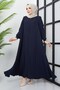 Large Size Navy Blue Abaya with Gipe Detail on Sleeves - 7