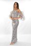 Gray Strapless Collar Disassembled Sleeve Size Sequined Women's Evening Dress