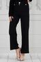 Wide- Wide-Leg Trousers with Pearl Brooch - Black - 3
