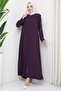 Mina Large Size Stoned Abaya, Plum HM2308