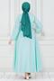 Buttoned Striped Dress-Green - 5