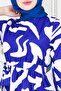 Geometric Patterned Dress-Saks Blue - 4