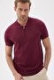 Limited Plain Zippered Polo Collar Rayon Men's Burgundy Knitwear T-Shirt