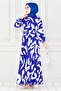 Geometric Patterned Dress-Saks Blue - 3