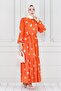 Polka Dot Princess Model Dress-Orange - 3