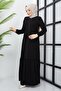 Black Ferace with Drawstring Detail - 5
