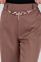 Chain Detailed Wide Leg Trousers-Brown - 4