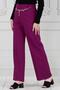 Chain Detailed Wide Leg Trousers-Purple - 3