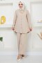 Necklace Crepe Double Set Beige HM2374 - 2