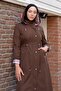 Zippered and Tied Trench Coat Brown HM2261 - 6
