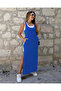 Viscose Maxi Dress - Double with Slit Detail, Pocket and Inner Included - 2