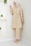 Button Detailed Double Suit Beige Hm2448 - 5
