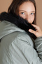 Green Fur Lined Detachable Hooded Girls' Coat 19354 - 6
