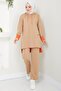 Camel Neon Garnished Hooded Tracksuit Set - HM2465 - 2