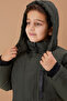 Boy's Coat - Khaki Fur, Hood, Zipper and Chest Pocket 19076 - 3