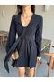 Black Collar Detailed Dress - 5