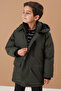 Boy's Coat - Khaki Fur, Hood, Zipper and Chest Pocket 19076 - 5
