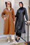 Faux Leather Trench Coat Black HM2278 - 6
