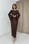 Spanish Sleeve Pleated Dress - Brown