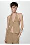 Halter Collar Blouse with Pockets
