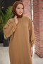 Crew Neck Balloon Sleeve Knitwear Dress Camel Hm2518 - 6