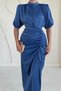 Gathered Satin Dress - 2