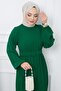 Belted Pleated Aerobin Dress Emerald Color HM2339 - 3