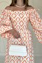 Square Collar Diamond Patterned Dress - Orange 7519 - 3