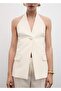 Jewel Buttoned Halter Neck Vest