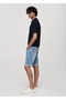 Slim fit kot bermuda şort - 5