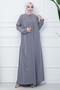 Plus Size Leaf Jewelled Mother's Dress Gray HM2350