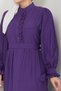 Dress with Ruffles on the Front and Tie-Detail Sleeves Purple HM2078 - 4