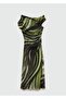 Drape Detailed Patterned Dress - 3