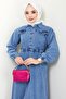Blue Denim Dress - Buttoned and Elastic Waist HM2428