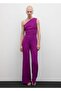 Asymmetrical Jumpsuit with Draped Detail - 2