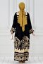 Mixed Patterned Bat Sleeve Viscose Dress - Mink - 5