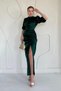 Emerald Satin Dress - Gathered