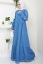 Skirt Tassel Collar Lace-Up Denim Dress Light Blue Hm2459 - 3