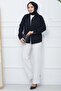 Striped Wide Leg Crepe Trousers White Hm2355