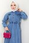 Blue Denim Dress - Buttoned and Elastic Waist HM2428 - 5