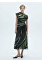 Drape Detailed Patterned Dress - 2