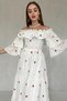 Embroidered Dress with Elastic Shoulders - 2