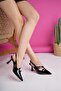 Ki̇dman Guaranteed Open Back Belt Detailed Three-Stripe Patent Leather Women's Heeled Shoes - 3