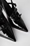 Ki̇dman Guaranteed Open Back Belt Detailed Three-Stripe Patent Leather Women's Heeled Shoes - 8