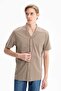 Ar-Ma Men's Shirt Polo Collar Short Sleeve Button Closure Pocketless Shirt Regular Fit Double Roll Combed Cotton - 3